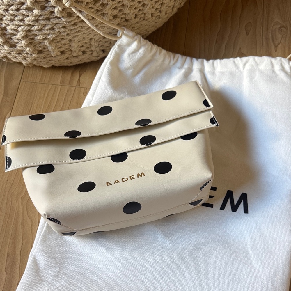 Eadem Cream and Black Polka Dot Cosmetic Bag
